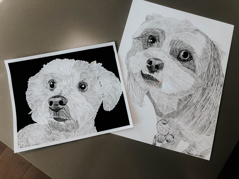 Custom Hand Drawn Pen and Ink Pet Portrait - Etsy