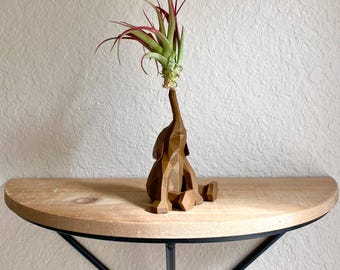 NEW! Wood Elephant Air Plant Holder – 3D Printed Planter with Live Air Plant – Cute Modern Decor & Gift for Plant Lovers
