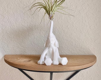 LARGE Elephant Air Plant Holder – 3D Printed Planter with Live Air Plant – Cute Modern Decor & Gift for Plant Lovers