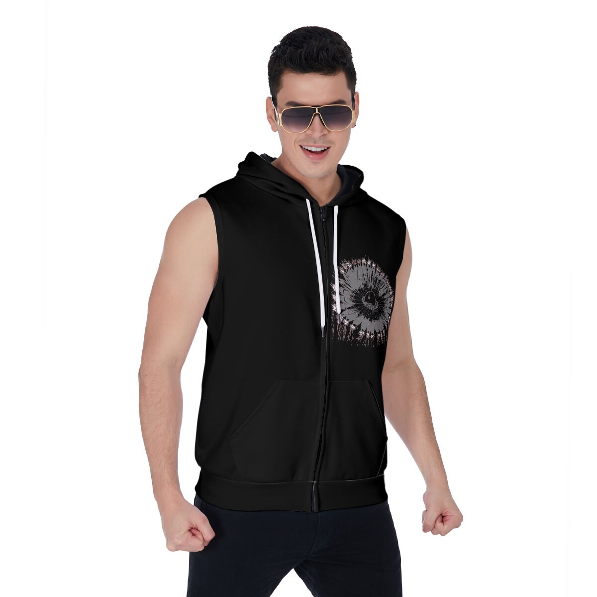 Buy All over Print Men s Zipper up Sleeveless Hoodie Online in India Etsy