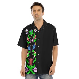 All-Over Print Men&#39;s Hawaiian Shirt With Button Closure