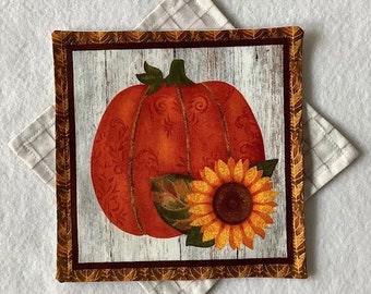 Fall Pumpkin (#2) Double-Sided Cloth Cocktail Napkins, Set of 8