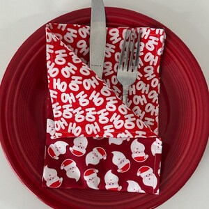 Santa Claus Christmas Double-Sided Cloth Napkins, Set of 8