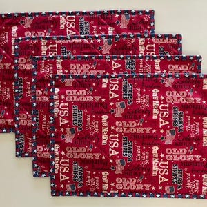 Independence Day Quilted Double-Sided Placemats, Set of 4