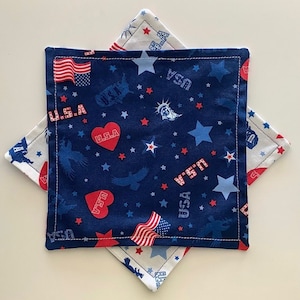 Patriotic U.S.A. Double-Sided Cloth Cocktail Napkins, Set of 8