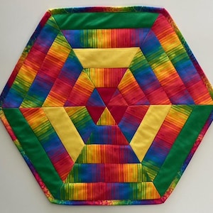 Rainbow #1 Hexagon Quilted Double-Sided Table Runner