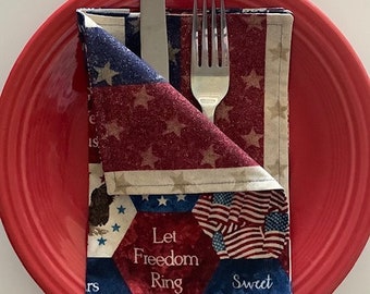 Patriotic Double-Sided Cloth Napkins, Set of 8
