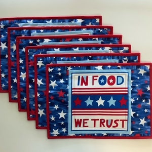 Fourth of July (#1) Quilted Double-Sided Placemats, Set of 6