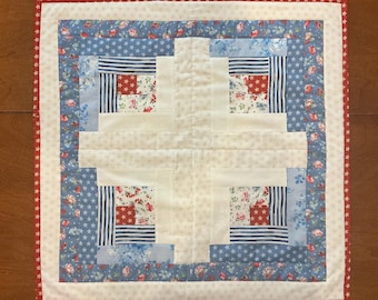 Americana Log Cabin (#3) Quilted Double-Sided Table Runner