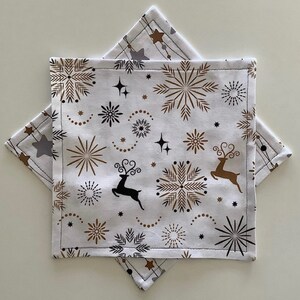 Reindeer & Snowflake Double-Sided Cocktail Napkins, Set of 8