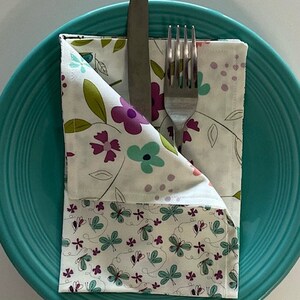 Spring Flowers Double-Sided Cloth Napkins, Set of 8