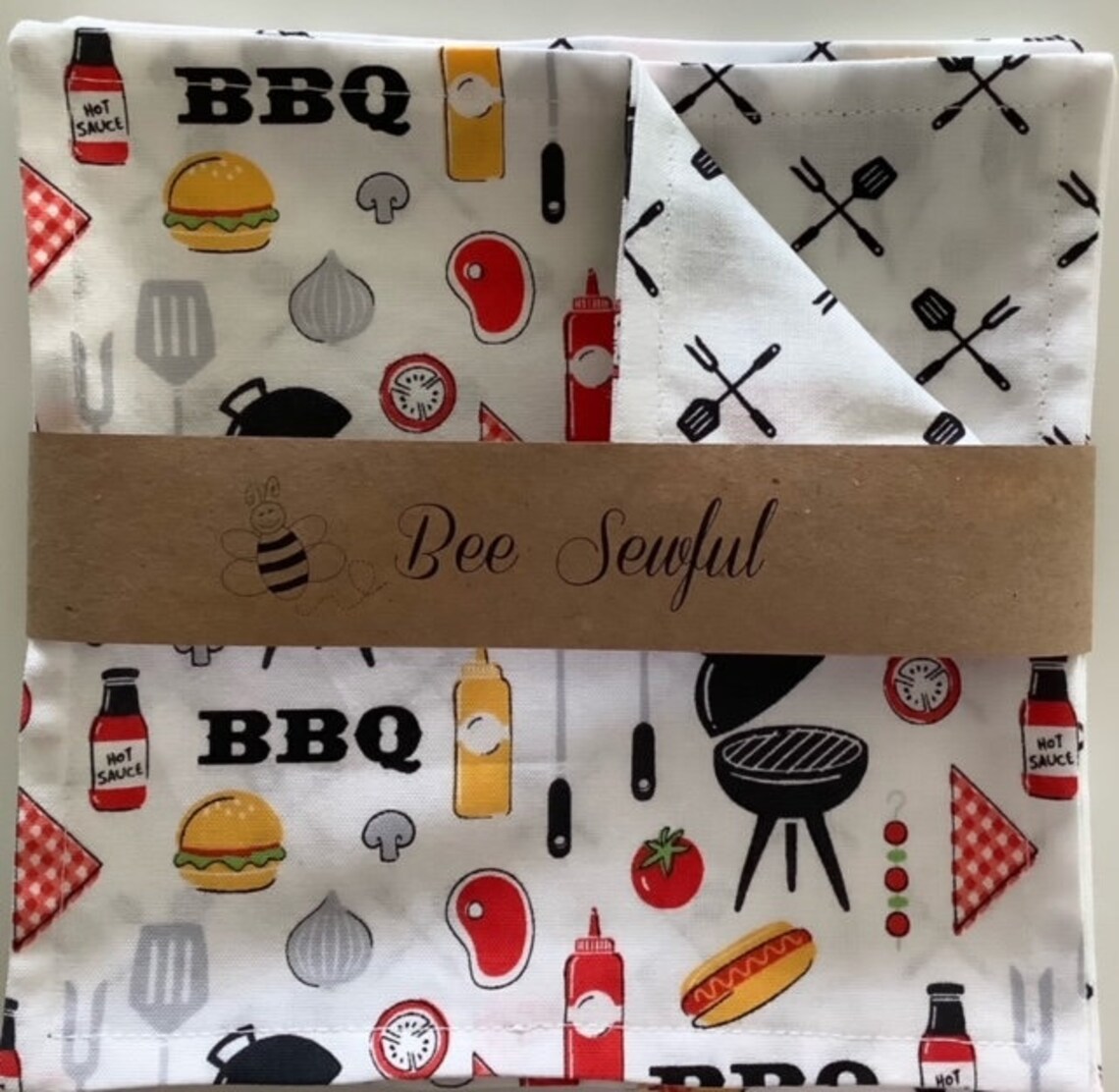 Summer BBQ DoubleSided Cloth Cocktail Napkins Set of 8 Etsy