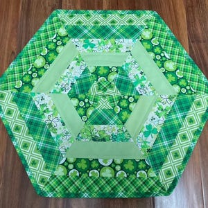 St. Patrick's Day Hexagon (#1) Quilted Double-Sided Table Runner