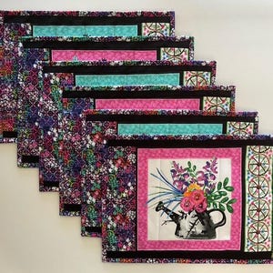 Garden Flowers Double-Sided Placemats, Set of 6