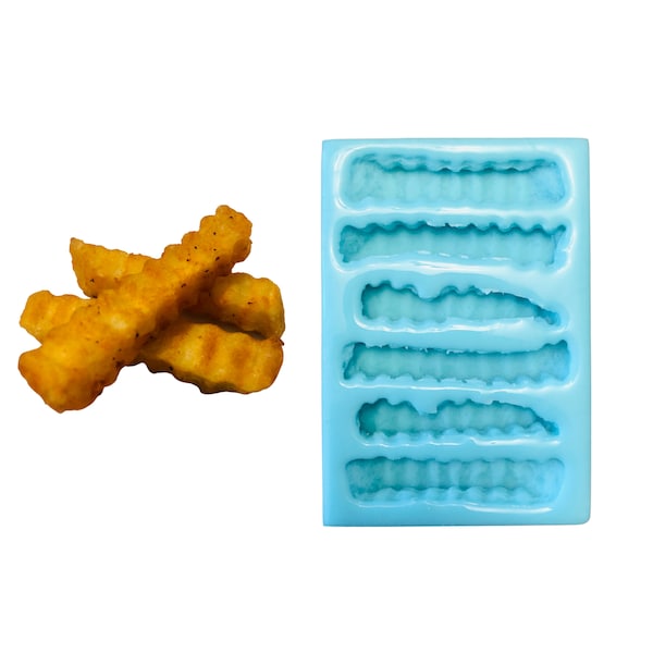 6pc Crinkle Cut Fries Silicone Mold| Food Shape Silicone Mold| Soap Mold| Candle Mold | Mold for Wax| Mold for Resin| Not Food Grade