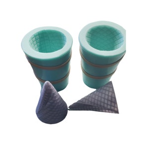 2pc Realistic Ice Cream Waffle Cone Silicone Mold | Dessert Shape Silicone Mold| Soap Mold|Candle Mold for Wax|Mold for Resin|Not Food Grade
