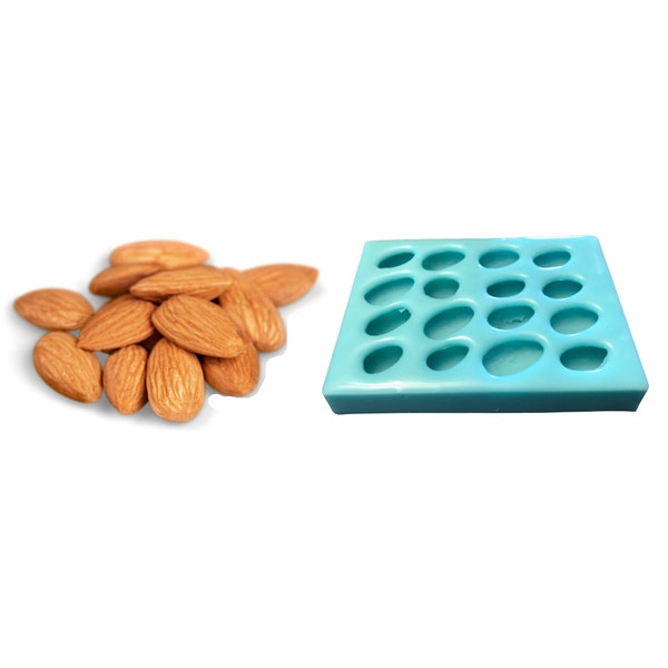 16pc Almonds Silicone Mold| Realistic Nuts| Food Shaped Mold| Candle| Soap | Embeds. Mold for Wax| Resin| Clay| Not Food Grade