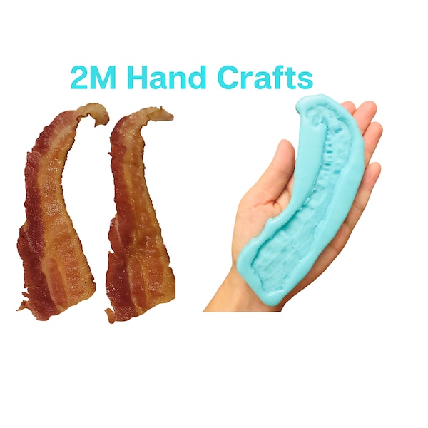 Cooked Thin Bacon Strips Silicone Mold. Embeds for Wax | Soap | Polymer Clay | Resin| Not Food Grade