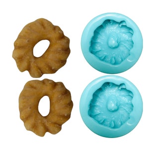 2pc Realistic Mini Cruller Doughnuts Mold| Dessert Shape Silicone Mold| Soap| Candle | Mold for Wax| Mold for Resin| Not Food Grade