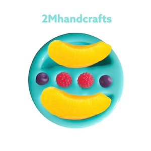 Realistic peach slices +mini blueberry silicone mold + raspberry mold. Food shape Mold for candle Wax, Soap and Resin.| Not Food Grade