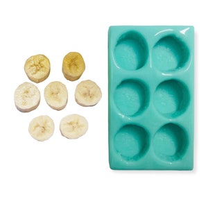6pc Banana Slices silicone Mold. Realistic banana slice| For Candle| Soap Embeds. Mold for Wax & resin.| Not Food Grade