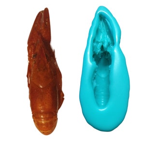 May include: A brown crayfish and a turquoise blue silicone mold of the crayfish.
