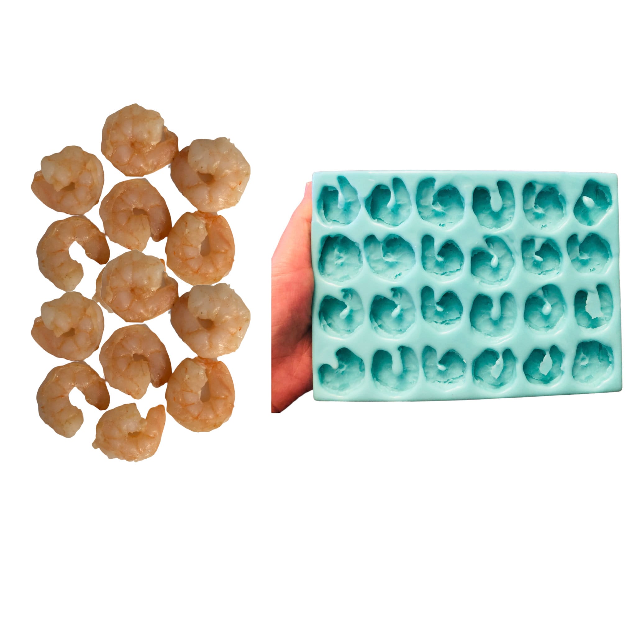 Cooked Shrimp Silicone Mold. No Head with Tail OFF |Candle Mold| Soap Embeds Mold. Mold for Wax, & Resin.| Not Food Grade