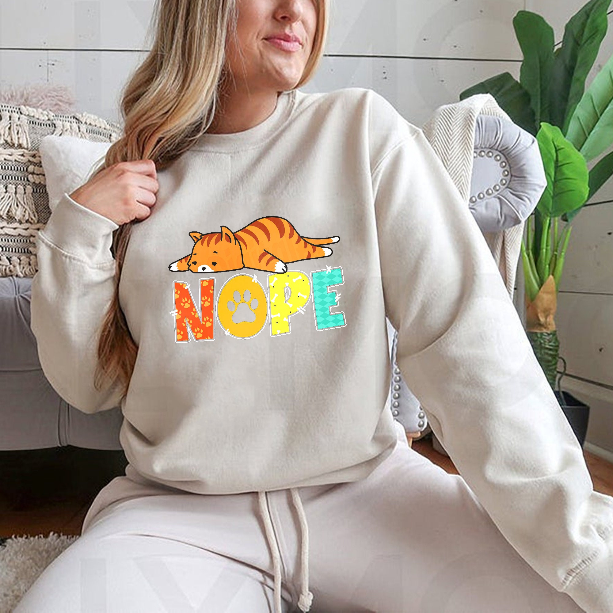Nope Cat Sweatshirtlazy Cat Shirt Not 