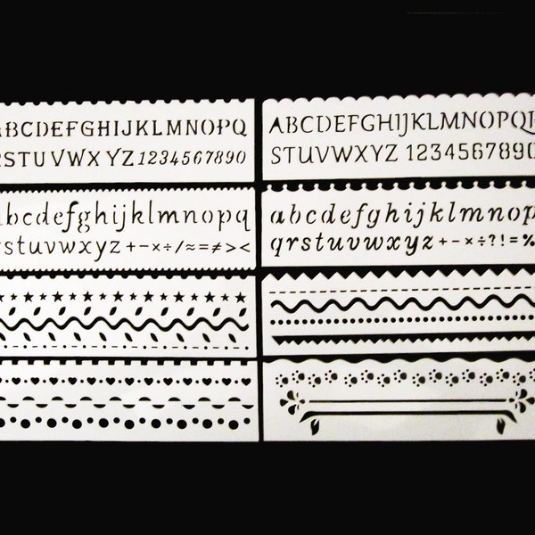 8 Schablonen Buchstaben,Zahlen,Linien,Figuren, DIY Malerei Handwerk Projekte