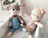 Dog and Cat Organic Gift Set Amigurumi , Crochet Animal , Handmade , Organic Toys , Stuffed Toys