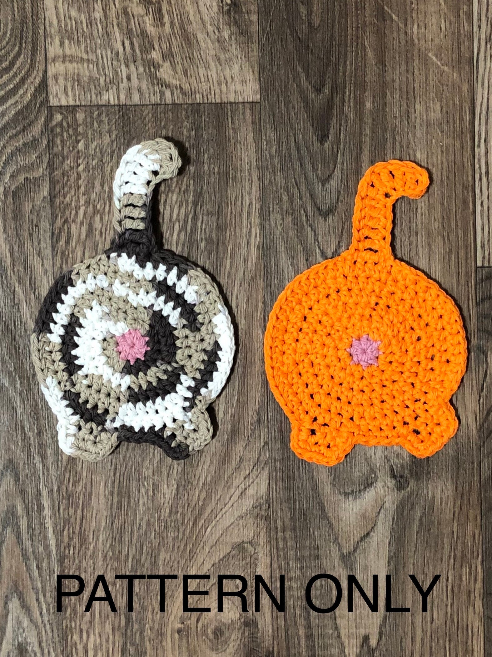 Crocheted Cat Butt Coaster Pattern Instant Download | Etsy