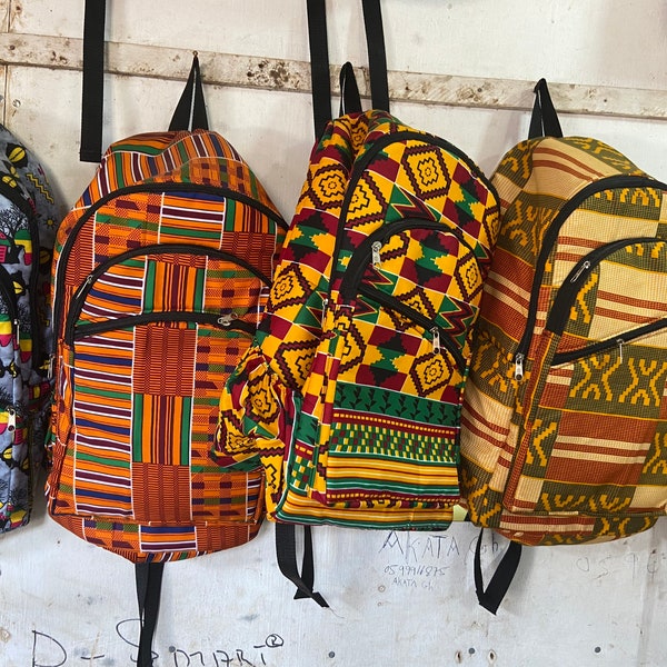 WHOLESALE! African ankara print backpack/ African textile backpack/ 6 pieces african print backpack.