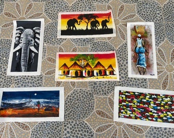 Ingrosso!!! Autentici dipinti su tela africana, Dipinti assortiti, Pittura popolare africana, Pittura a mano originale / 12 pezzi di dipinti