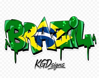Brazil Graffiti PNG | Brazil Flag Street Art | Brazilian Drip Design | Transparent PNG | Brazil Sublimation Design | DTF Transfer | Shirt