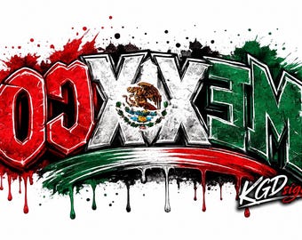 OCIXEM (Mexico Backwards) Graffiti PNG | Mexican Flag Street Art | Transparent Sublimation Design | DTF Transfer | T-Shirt & Sweatshirt Grap