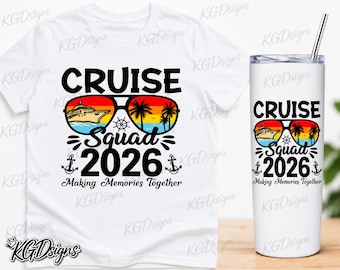 Cruise Squad 2026 PNG | Cruise Vacation Shirt Design | Tropical Cruise SVG Style | Family Cruise Matching Shirts | Sublimation Design | Tote