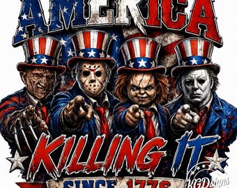 America Killing It Since 1776 PNG | Horror Patriotic (Digital Download) Graphic