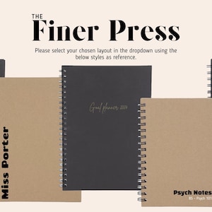 Cuaderno personalizado con nombre, tamaño A4/A5, tapa kraft o negra, ideal como regalo para escritores y estudiantes.