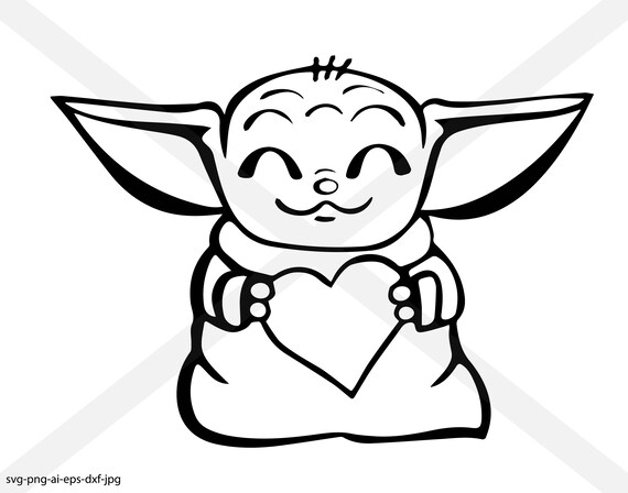 Download svg-png-eps-dxf-ai-jpg baby Grogu the Mandalorian .INSTANT DOWNLOAD Art & Collectibles Prints ...