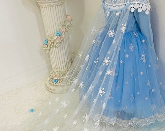 READY TO SHIP Disney Inspired Frozen Elsa Princess Dress Costume Set, Birthday Party Dress For Girls With Crown, Ball Gown, Dress Up, Elsa