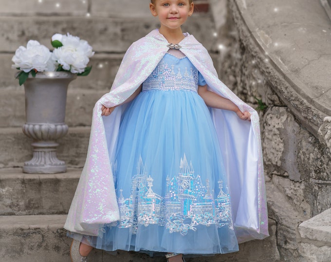 Elsa Inspired Sequin Ball Gown: Girls' Princess Dress-Up Set
