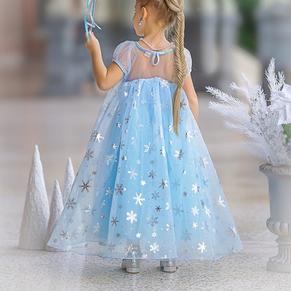 READY TO SHIP Disney Inspired Frozen Elsa Princess Dress Costume Set, Birthday Party Dress For Girls With Crown, Ball Gown, Dress Up, Elsa