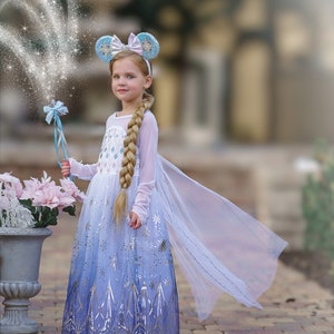 READY TO SHIP Disney Inspired Frozen Elsa Princess Dress Costume Set, Birthday Party Dress For Girls With Crown, Ball Gown, Dress Up, Elsa image 9