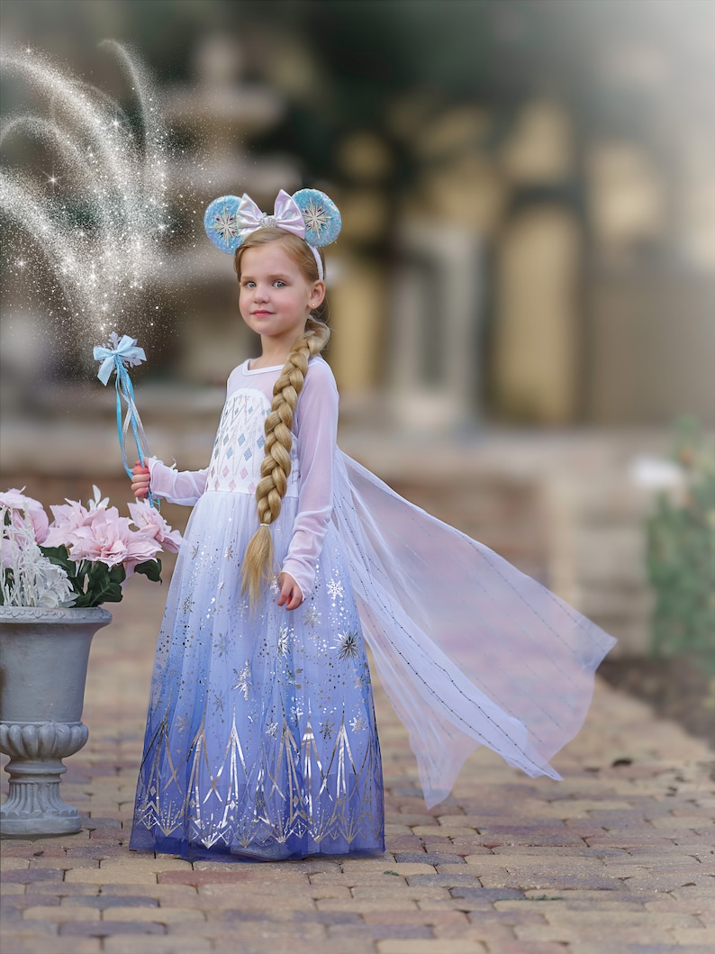 READY TO SHIP Disney Inspired Frozen Elsa Princess Dress Costume Set, Birthday Party Dress For Girls With Crown, Ball Gown, Dress Up, Elsa image 9