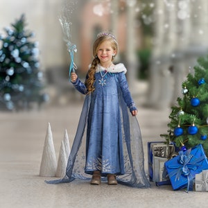 READY TO SHIP Disney Inspired Frozen Elsa Princess Dress Costume Set, Birthday Party Dress For Girls With Crown, Ball Gown, Dress Up, Elsa