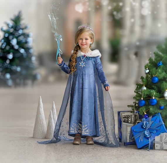 Elsa in Christmas, blue gown, cute elsa, disney, disney princess, frozen,  frozen 2, HD phone wallpaper