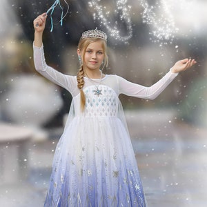 READY TO SHIP Disney Inspired Frozen Elsa Princess Dress Costume Set, Birthday Party Dress For Girls With Crown, Ball Gown, Dress Up, Elsa image 2