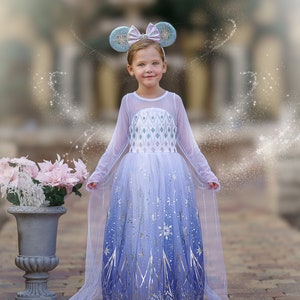 READY TO SHIP Disney Inspired Frozen Elsa Princess Dress Costume Set, Birthday Party Dress For Girls With Crown, Ball Gown, Dress Up, Elsa