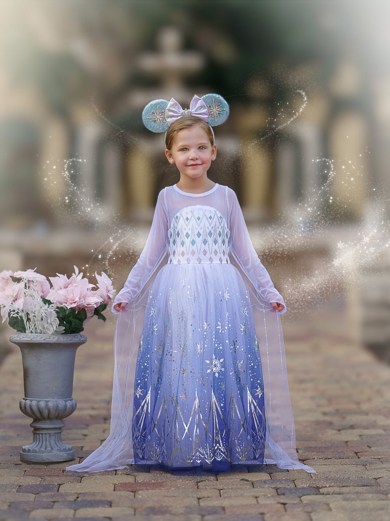 READY TO SHIP Disney Inspired Frozen Elsa Princess Dress Costume Set, Birthday Party Dress For Girls With Crown, Ball Gown, Dress Up, Elsa image 10