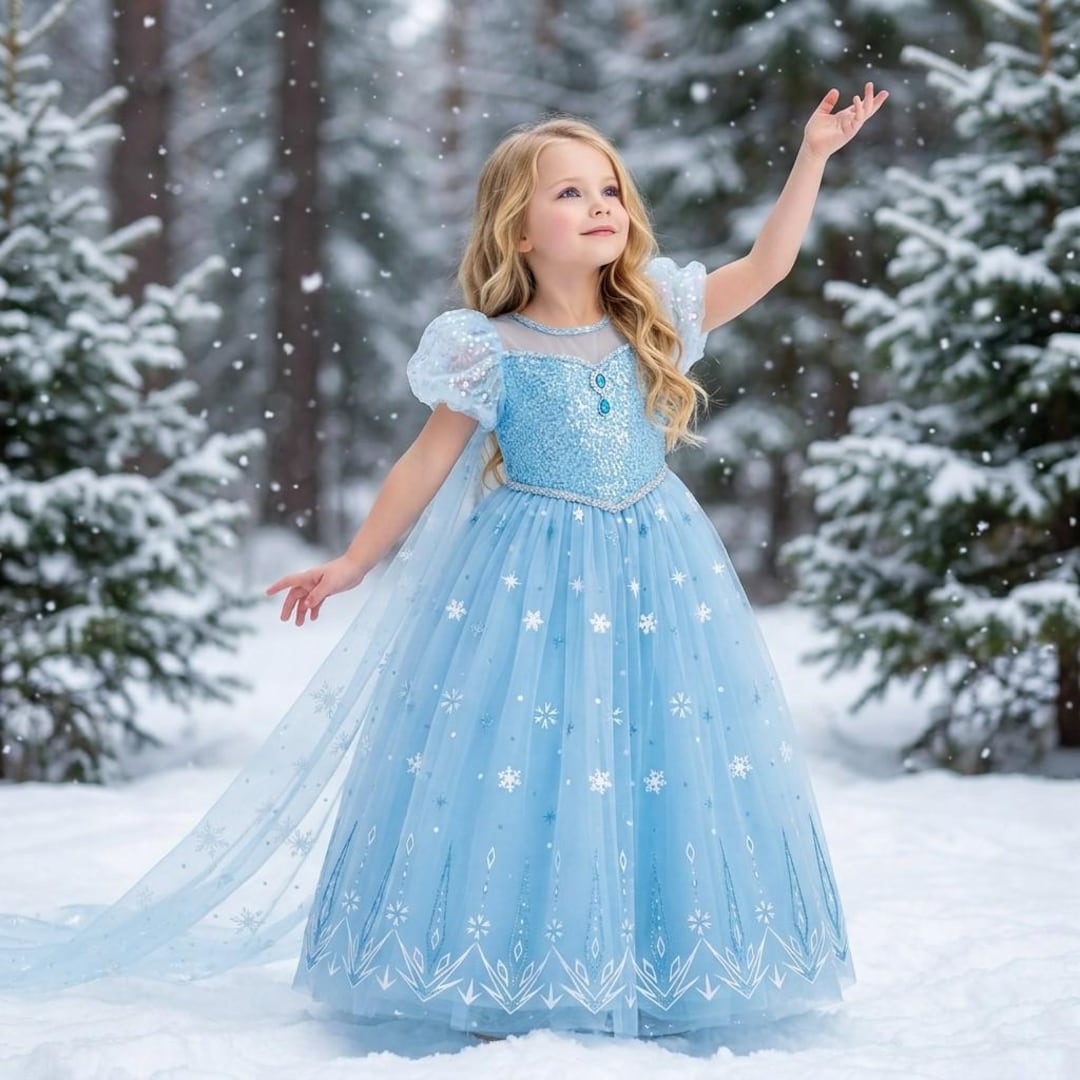 amazon frozen princess dress Elsa Frozen Dress: Blue Sequin Tulle Princess Costume